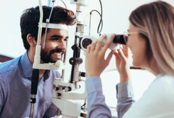 optometrist and patient