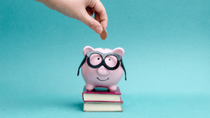 piggybank with glasses