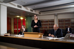 Learn more about studying law at Adelaide Law School adelaide university law students in mock court room
