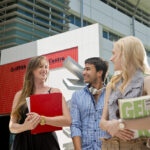 griffith university students in front of building