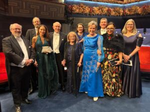 Professor Richard Robson with family members, colleagues and former PhD students and post-doctoral researchers at the Nobel Prize ceremony. Picture: Holly Watkins/University of Melbourne